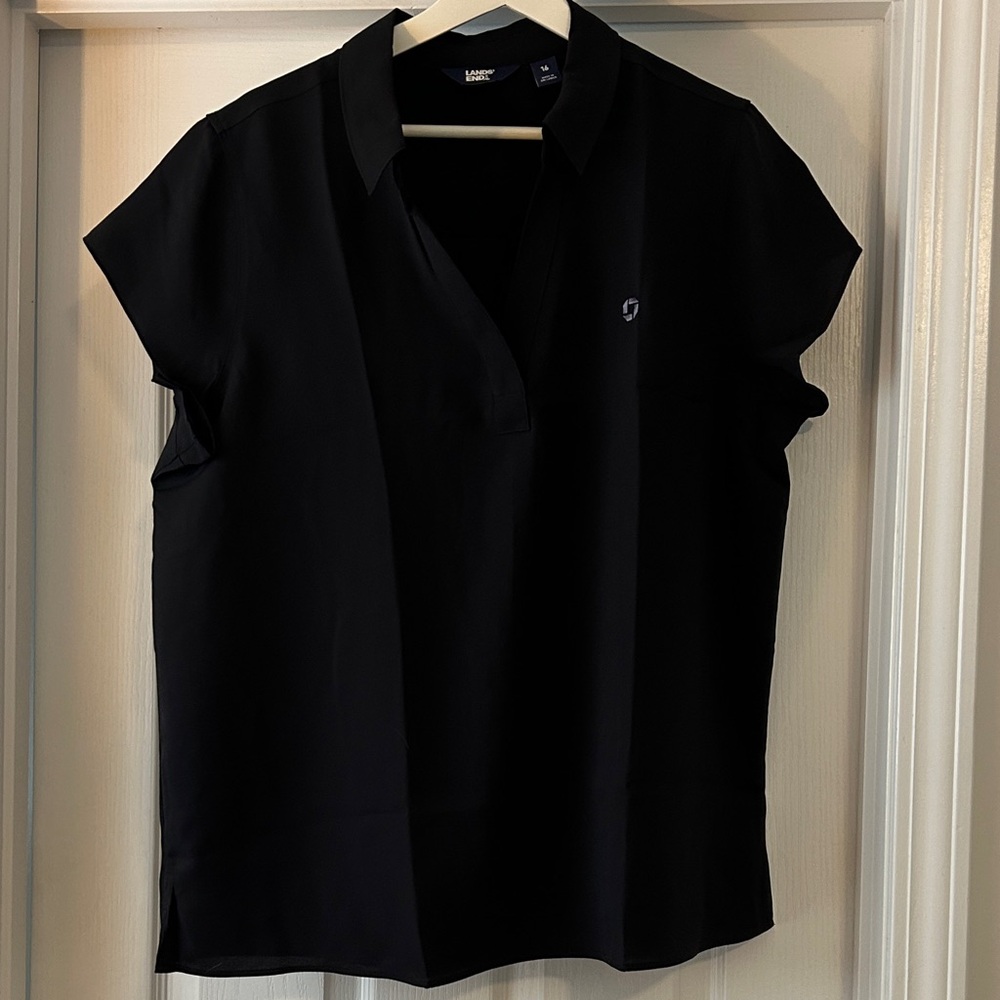 Chase Lands' End Women's short sleeve Black Blouse